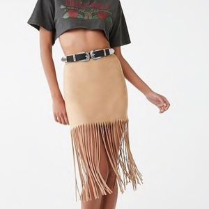 NWT faux suede fringe skirt